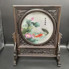 週末割引 中国刺繍 猫 両面刺繍 卓上置物 伝統工芸品 - メルカリ