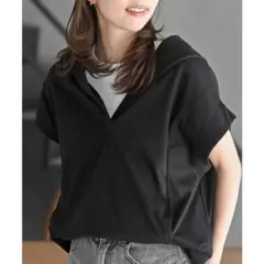 r・p・s サイドポケットミニ裏毛パーカーチュニック 黒 F 新品タグ付きのサムネイル