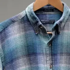 【好配色】VAN HEUSEN ネルシャツ ブルー系 L ビッグサイズ 90s