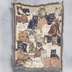 BOZU アニマル ラグ 古着 猫 キャット 動物 ペット USA製 タペストリ