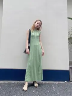 CINOH チノ STUDIOUS 別 ニットワンピース ロング 38 グリーン