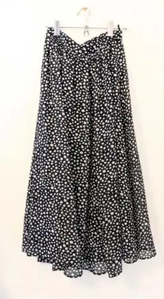 ダルメシアンギャザースカート　黒×ベージュ系のサムネイル