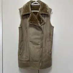 AZUL by moussy ムートンベスト　ファームートンベスト　丈長め　M