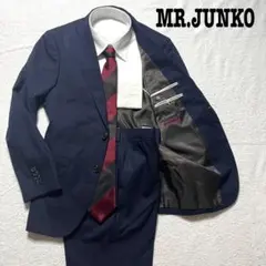 MR.JUNKO ネイビー　ストライプ　YA4 ノータック　スーツ上下　セット
