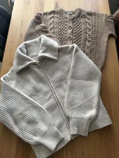 ベージュ ニットカーディガン２枚セット　まとめ売り