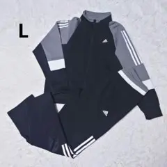 アディダス adidas L ジャージ 上下 セットアップ 黒 ブラック