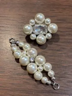 フェイクパール他 髪飾り (ゴムなし) 2点セット