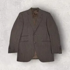 JET CRUISE 麻布テーラー ウール100% ジャケット 茶ストライプ