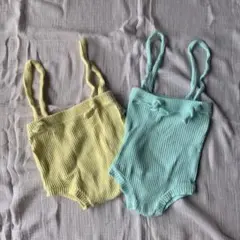 韓国子供服 リブロンパース 2枚セット 夏服 ベビー 70~80