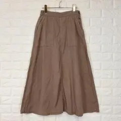 ✨ハンチ【M】ベージュ系 ロングスカート Aライン デニム風 綿100 春秋のサムネイル