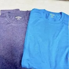 メンズ Tシャツ 無地 クルーネック フィット 半袖 グレー ブルー M 2枚