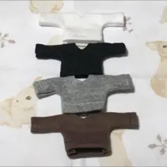 【限定SALE】オビツ11 服ハンドメイド シャツ 4枚 (白黒茶グレー)セット