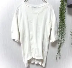 ETRE TOKYO［F］クルーネックニット　5分袖　コットンリネン　透け感あり