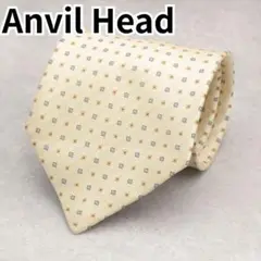 Anvil Head スクエア型ドット柄 幾何学模様 ネクタイ 厚手 ベージュ