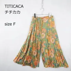 【チチカカ】総柄キュロットスカート ロング丈 F プリーツ エスニック 花柄