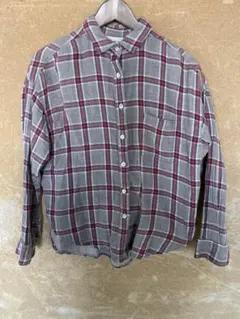 無印良品　チェック柄 長袖シャツ XS~S
