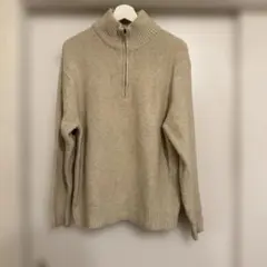 UNIQLO メンズ　スフレヤーンハーフジップセーター　ベージュ