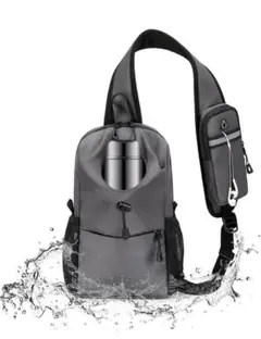 ボディバッグ メンズ　ショルダーバッグ 斜めがけ 肩掛け 防水撥水 軽量グレー