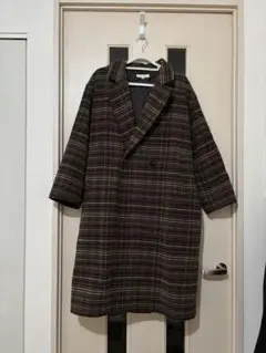 moussy チェック柄 ダブルブレスト ロングコート