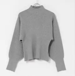 美品！毛玉防止マトンスリーブセーター　グレー