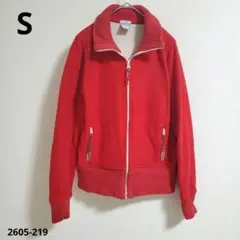 OLD NAVY【S】フリースジャケット ハイネック 長袖 リブ 無地 赤