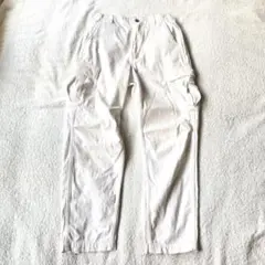 【サウスポイント】ホワイトデニム カーゴパンツ 綿混 無地 シンプル S