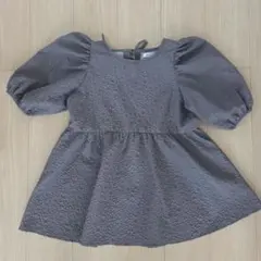 hoktrish エンボス加工 パフスリーブ トップス　L　ペプラムトップス
