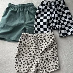 チェック柄・ドット柄ハーフパンツ3点セット　100cm