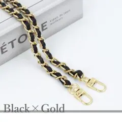 スマホ ショルダーストラップ チェーンストラップ ブラック×ゴールド