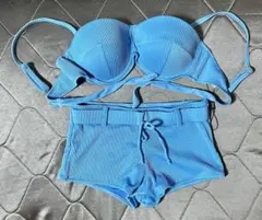 青いリブデザイン セパレート水着