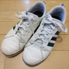 adidas スニーカー ホワイト/グリーン/ブラック 25.5cm