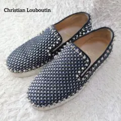 Christian Louboutin スタッズスリッポン ネイビー　36