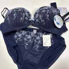 ネイビー ブラジャーショーツセット M