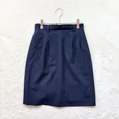 ♡【ポールスチュアート】9AR 黒 ストライプ スカート 膝丈 ウール生地 春秋のサムネイル