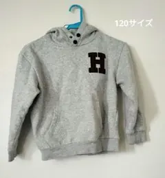 トミーヒルフィガー フード付きトレーナー グレー H刺繍　128