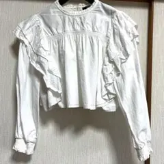 値下げ❣️ ベルシュカ　白　ホワイト　フリル　ブラウス　長袖