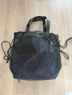 メッシュ素材 クロコ型押し ハンドバッグ ブラック