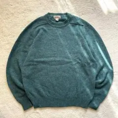 Vintage 古着　無地　ノームコア　ウールニット　セーター　グリーン