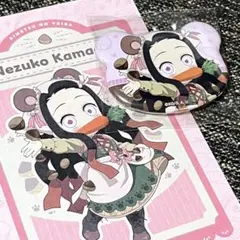 鬼滅の刃　竈門禰豆子　実りの秋まつり 2点セット　ポストカード　くま缶バッジ