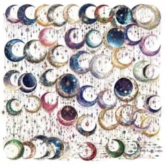 【U30】シール 50枚 PET ステッカー 月 銀河 星 夜空 コラージュ素材