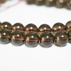 高品質スモーキークォーツ　約8ｍｍ　24粒　煙水晶　穴あきビーズ　特価　天然石