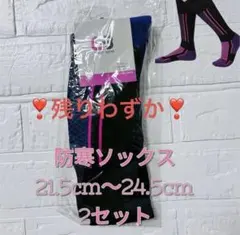 防寒靴下 レディース スキー 2足セット 登山 ハイソックス スノーボード 紫
