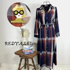 【今すぐ着れる】REDYAZEL レトロ チェックワンピース ブローチ付 S