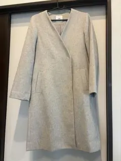 グレー ダブルブレスト ロングコート