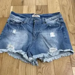 デニムブルー ダメージショートパンツ Lのサムネイル