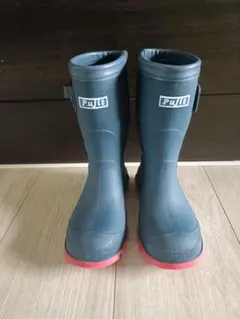 Pujit キッズ 長靴 18cm ネイビー 赤ソール レインブーツ ベルト付き