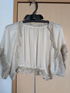 シフォンカーディガン レース付き