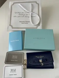 Samantha Thavasa ネイビー キーケース ハート 花　箱付