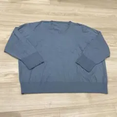 INDIVI サイズ19 ブルーグレー Vネック ニットセーター 長袖