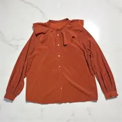 GU ジーユー　フリルオレンジシャツ 長袖　XL　大きめ